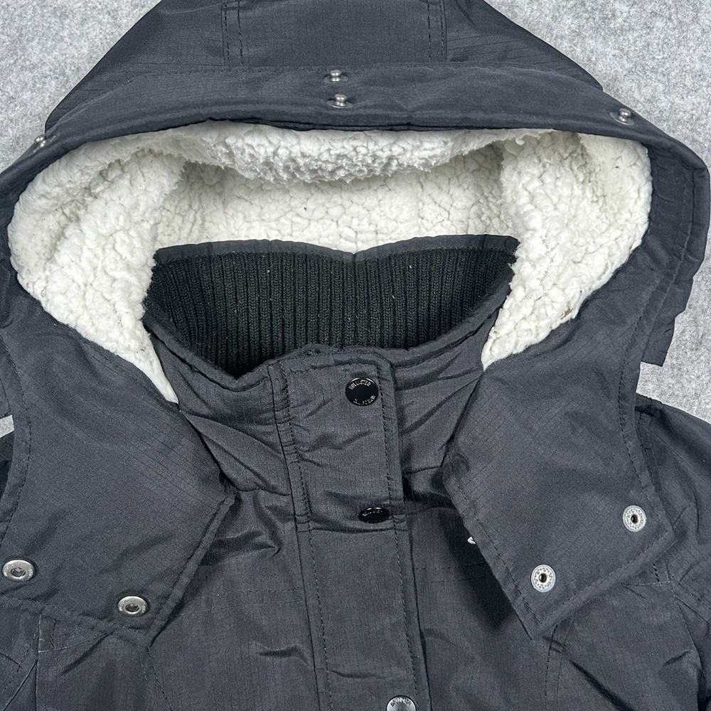 Hollister Jacket Womens Size xxs Black All Weather Hooded Sherpa Lined Y2k‎ - Picture 10 of 14